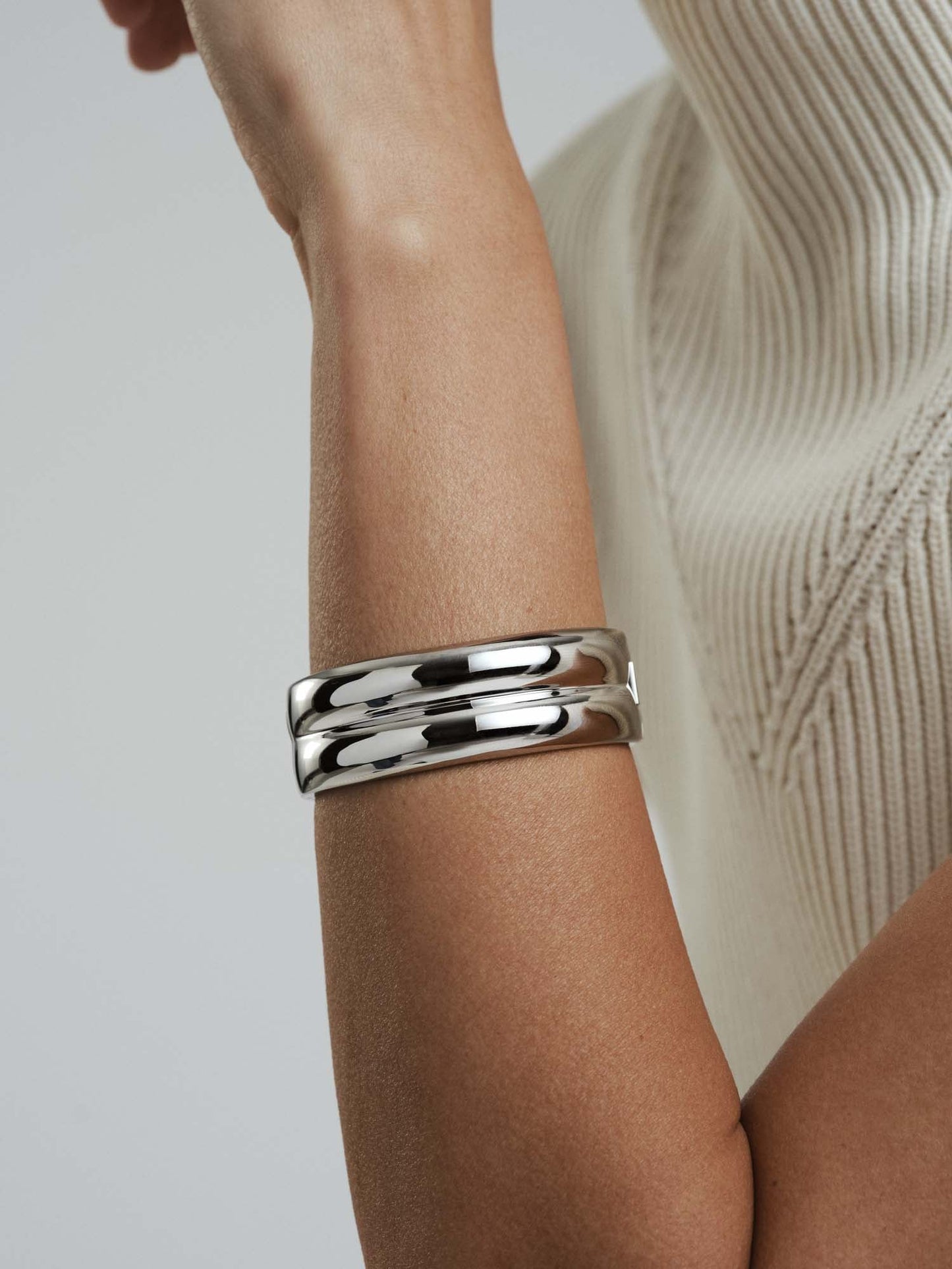 Rebel Double Silver Bangle