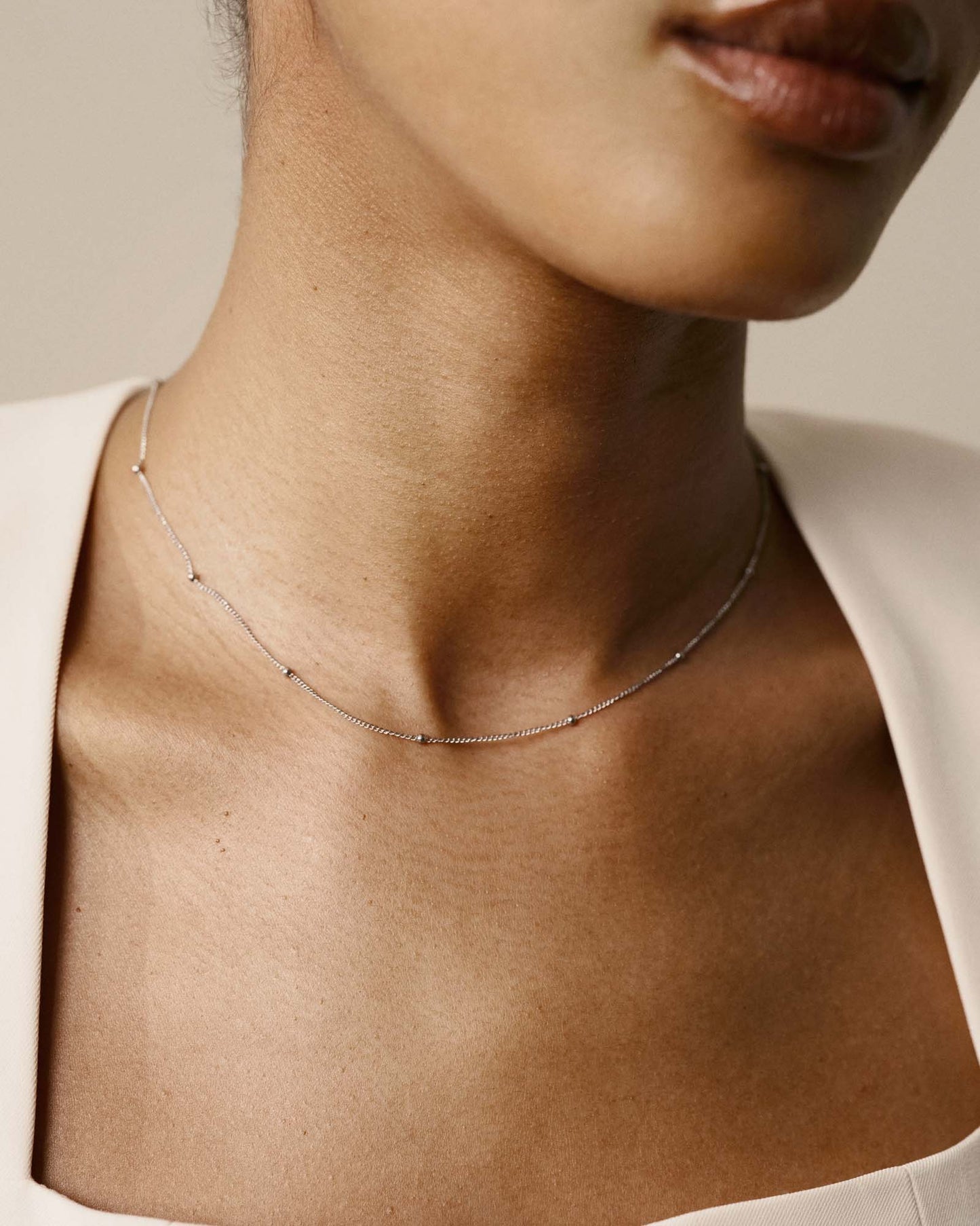 Beaded Chain Steel Medium Necklace