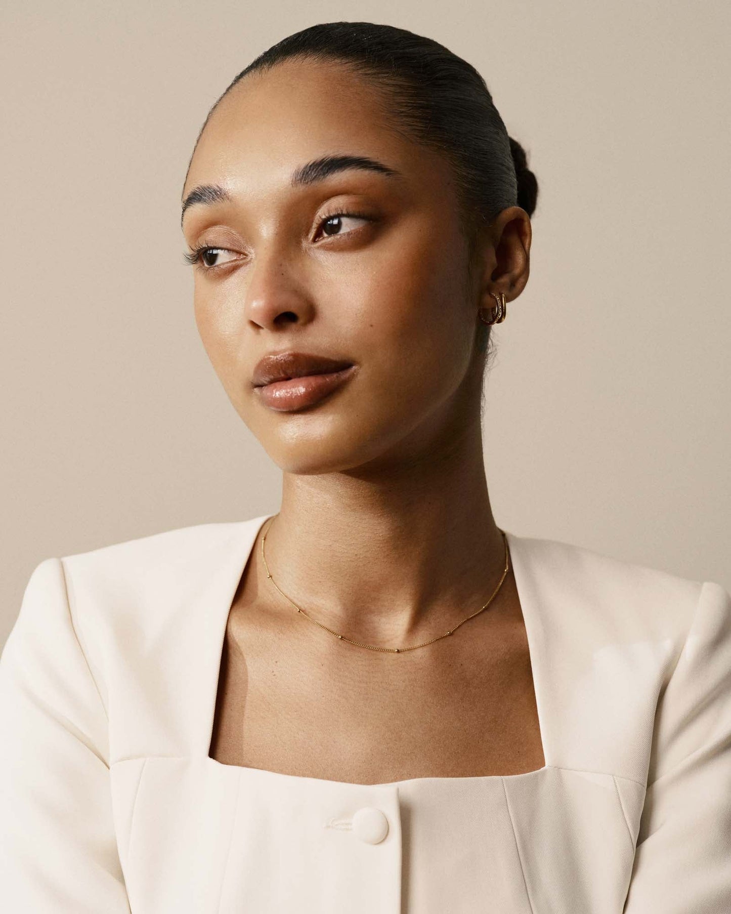 Beaded Chain Gold Small Necklace