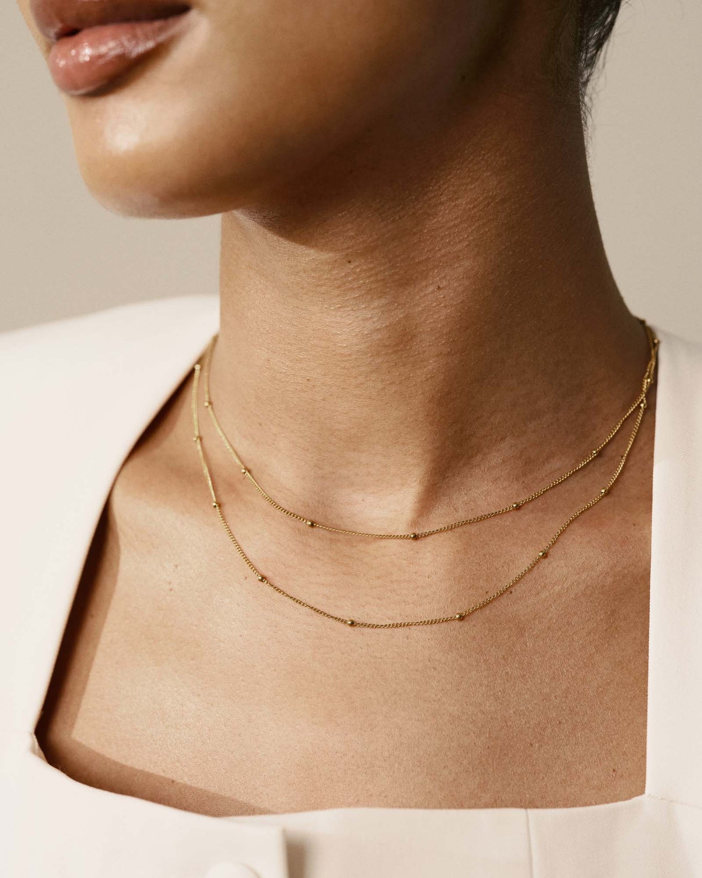 Beaded Chain Gold Necklace