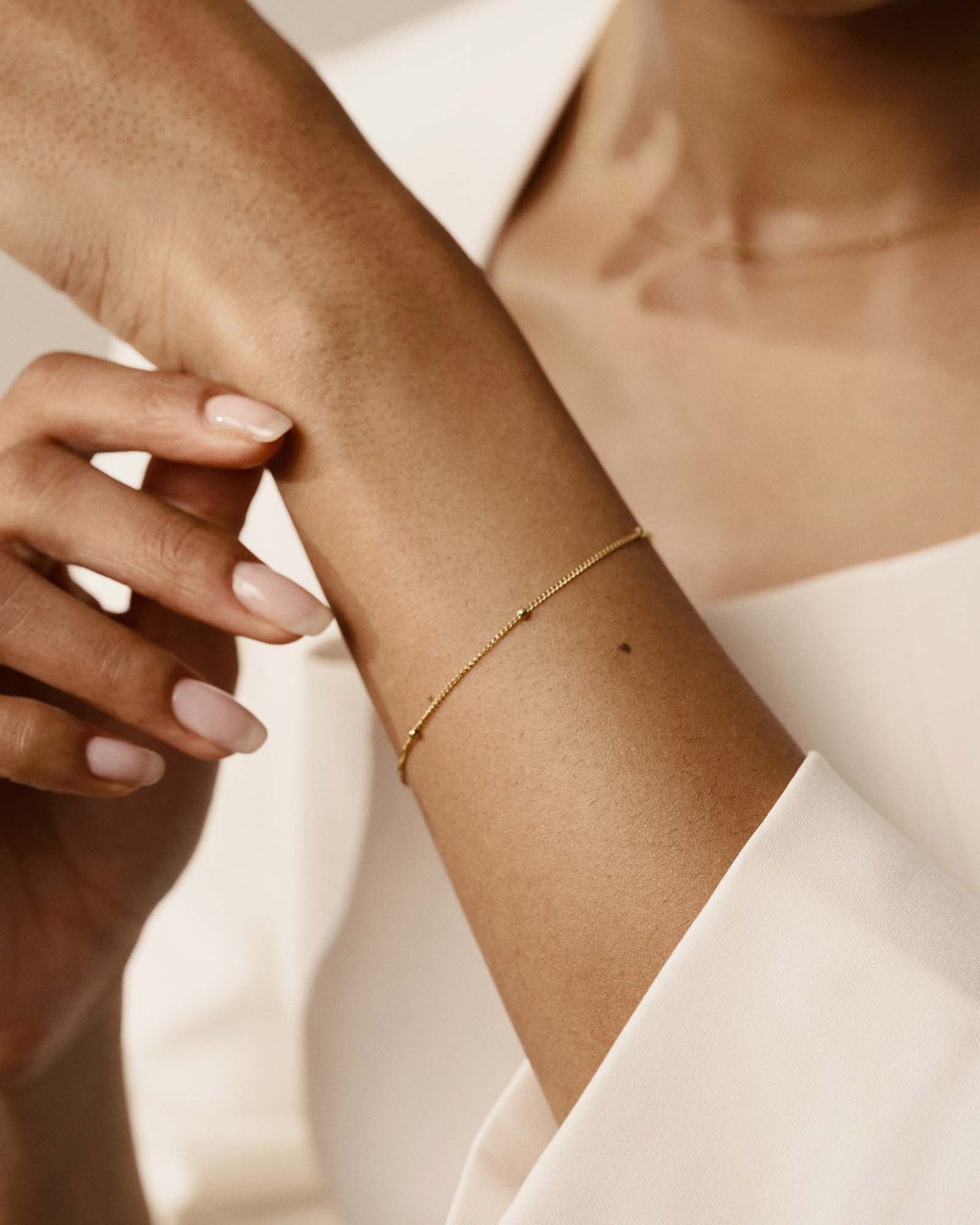 Beaded Chain Gold Bracelet