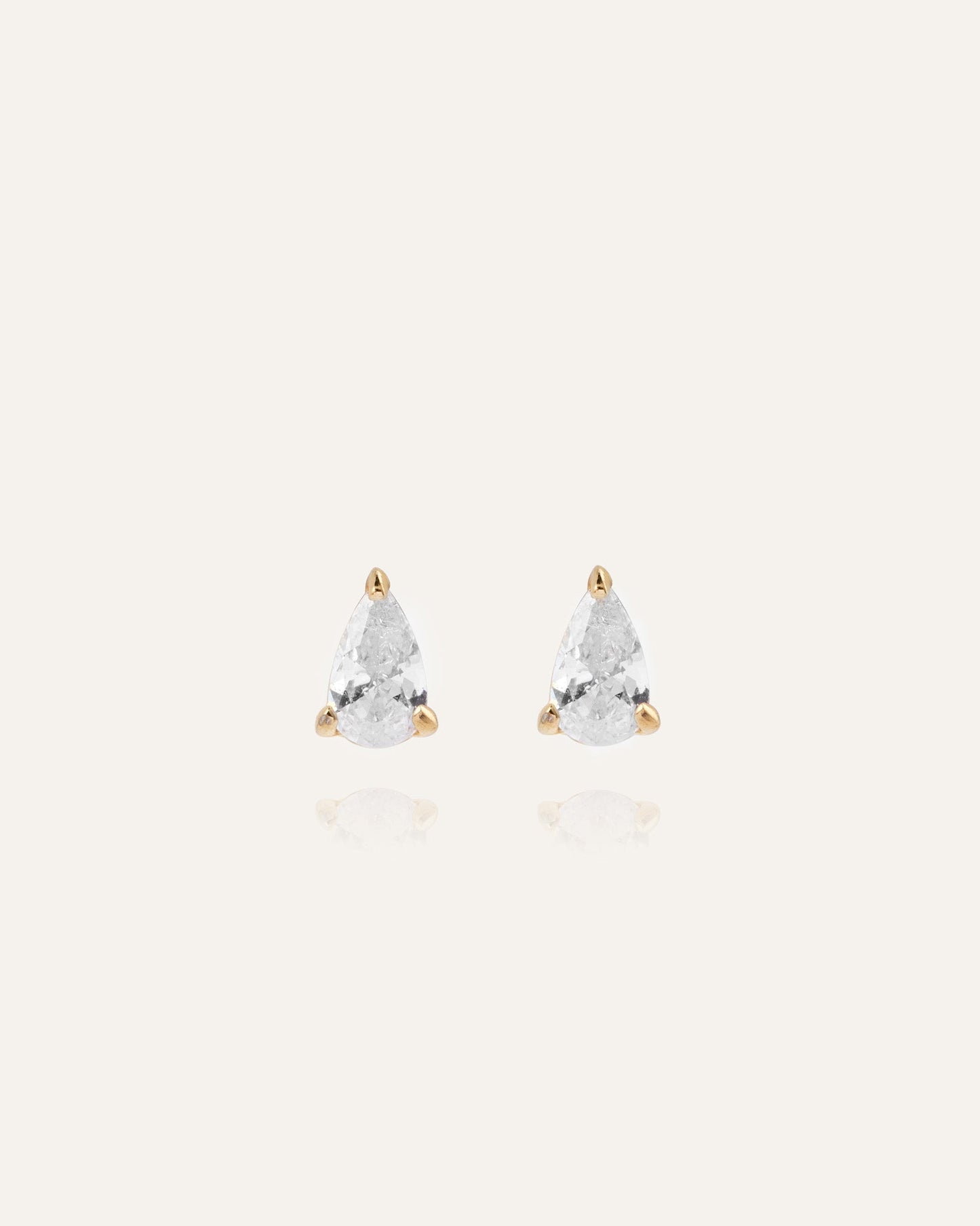 Belle Gold Small Studs - White