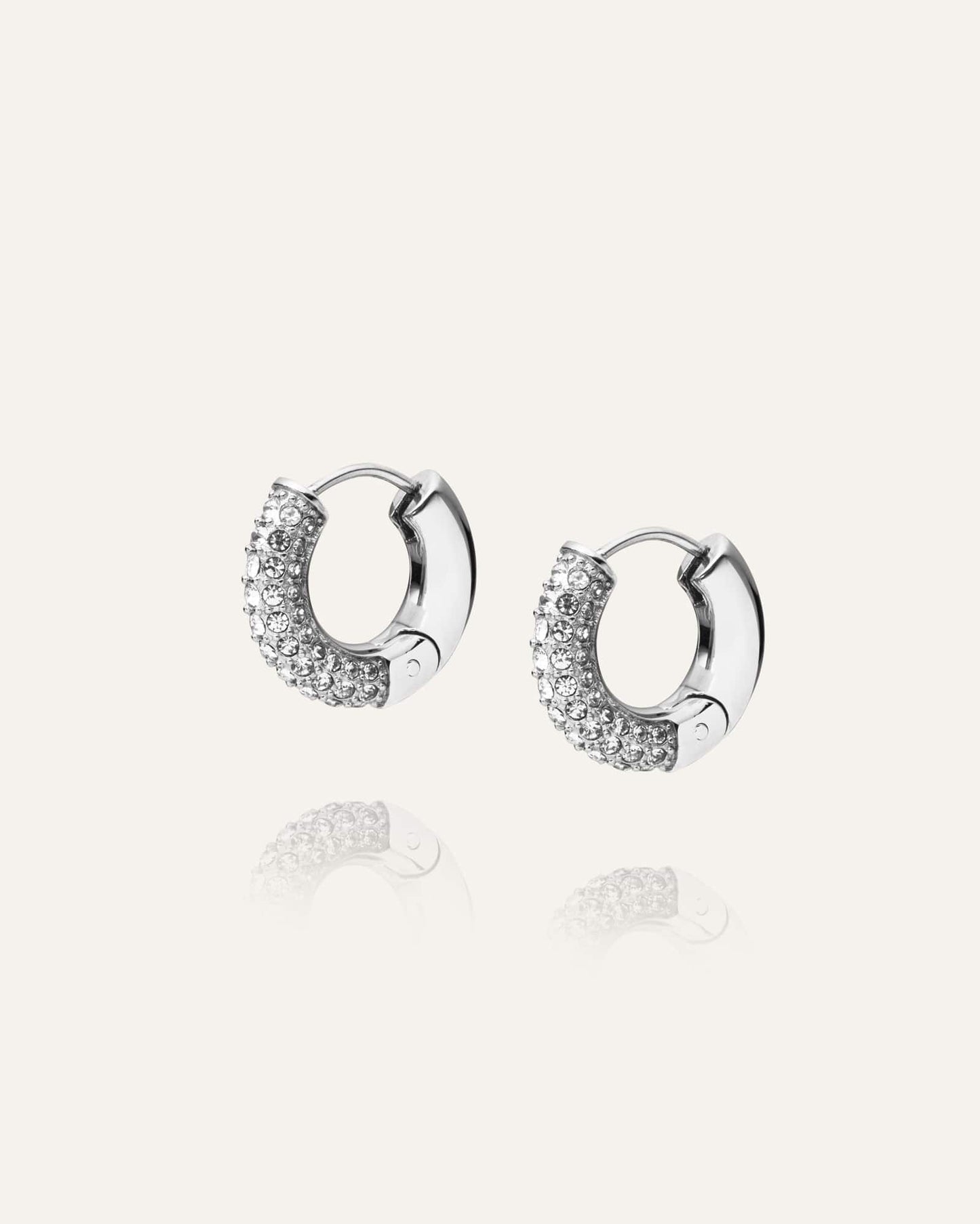 Pavé everyday medium silver hoops