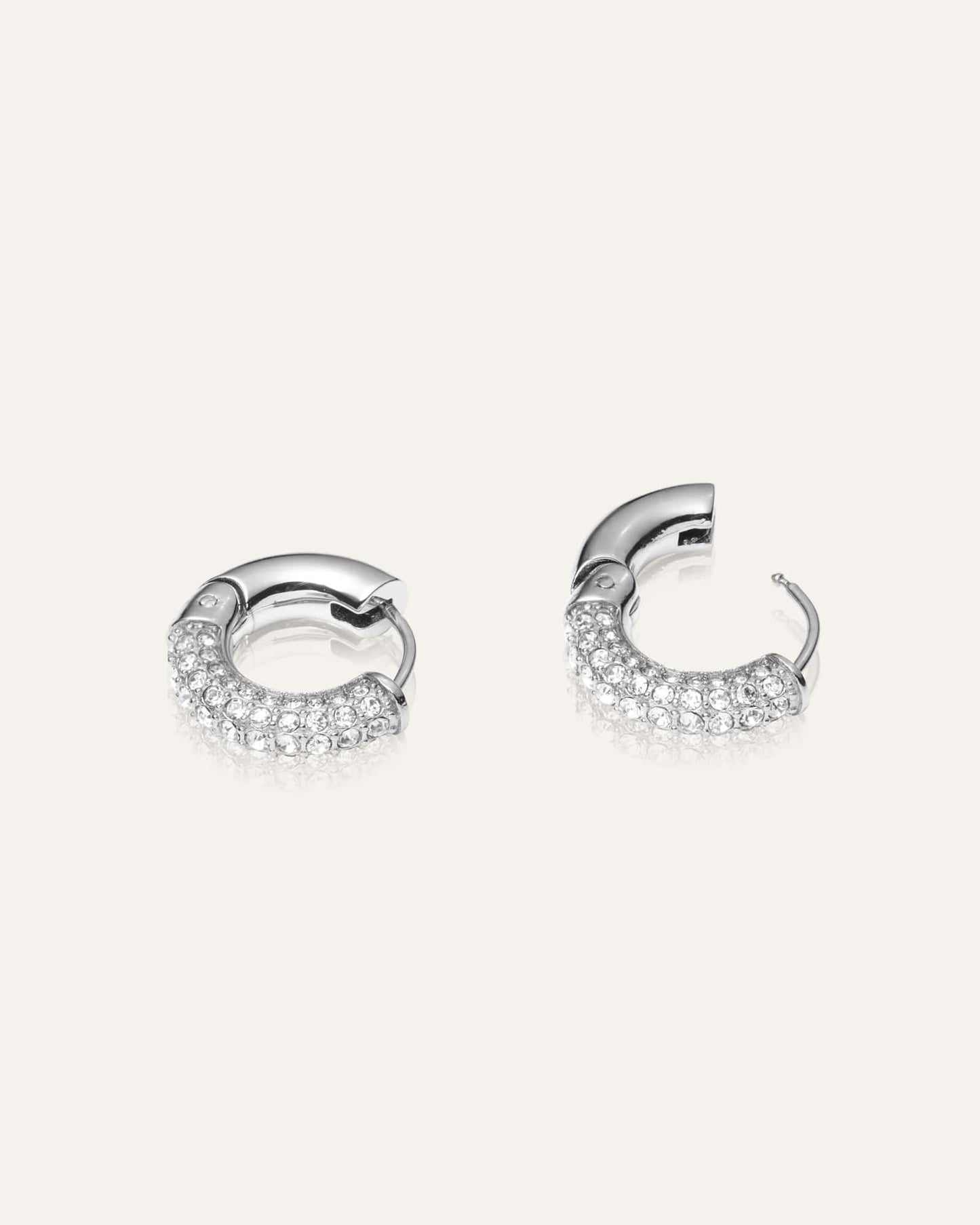 Pavé everyday medium silver hoops