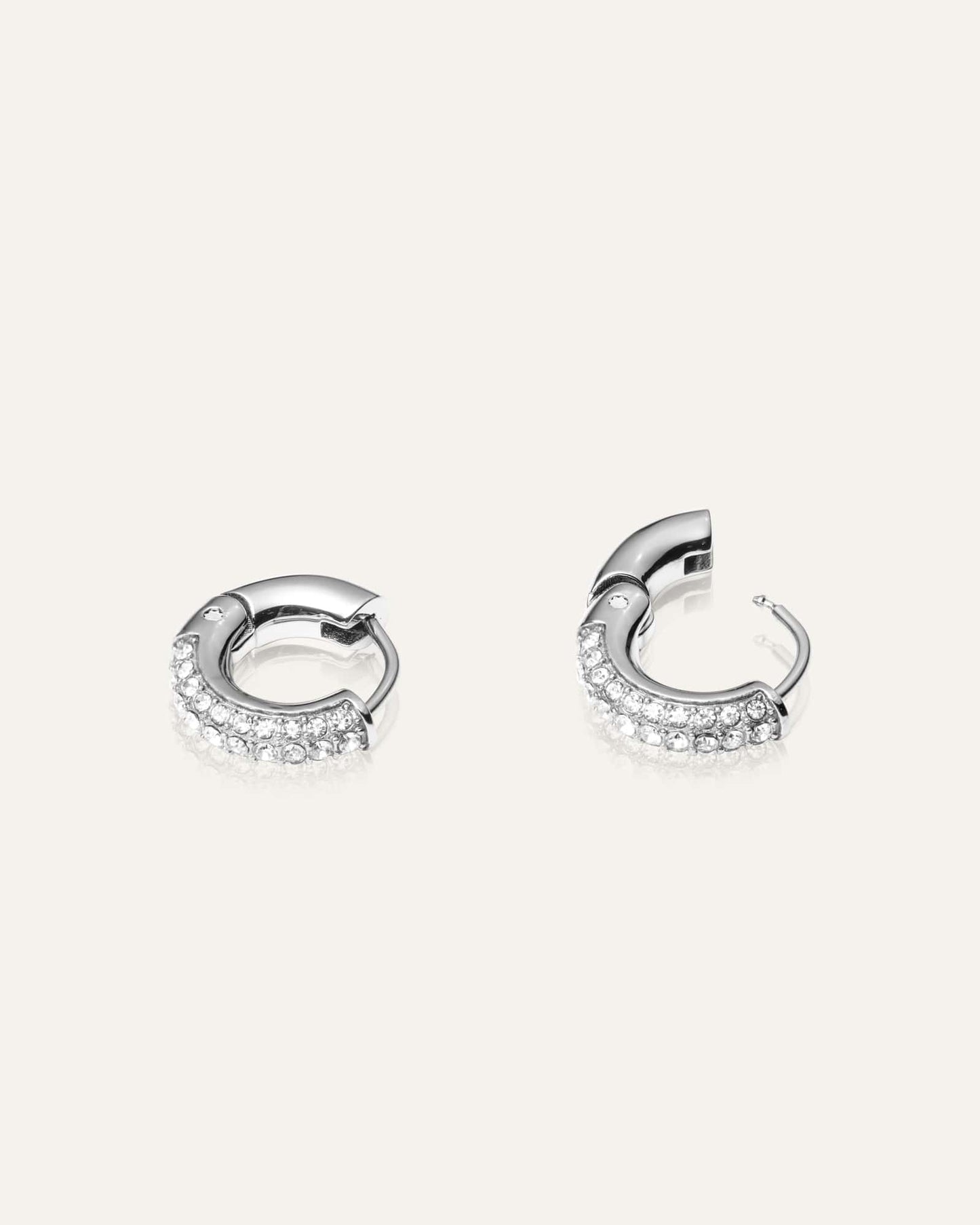 Pavé everyday small silver hoops