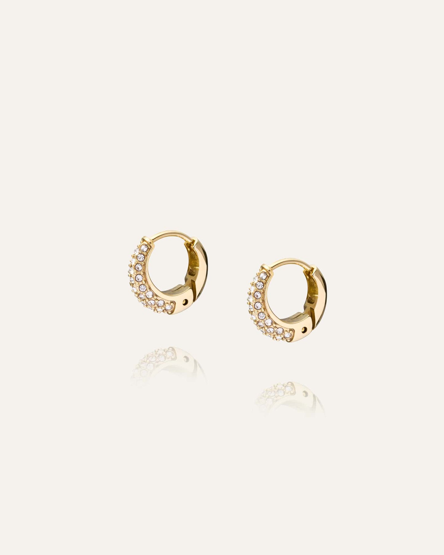 Pavé precious mini gold hoops