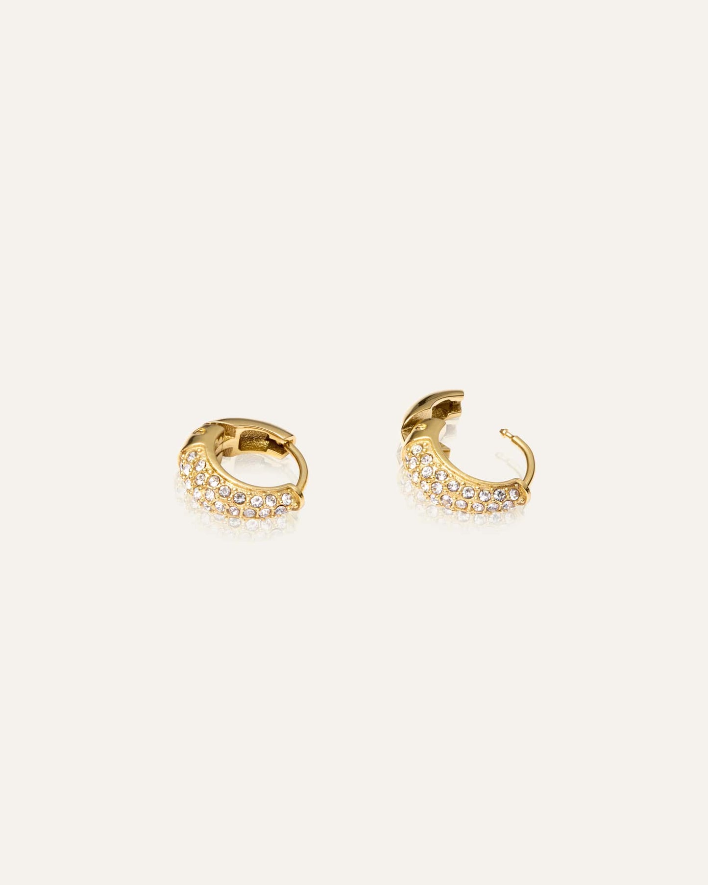 Pavé precious mini gold hoops