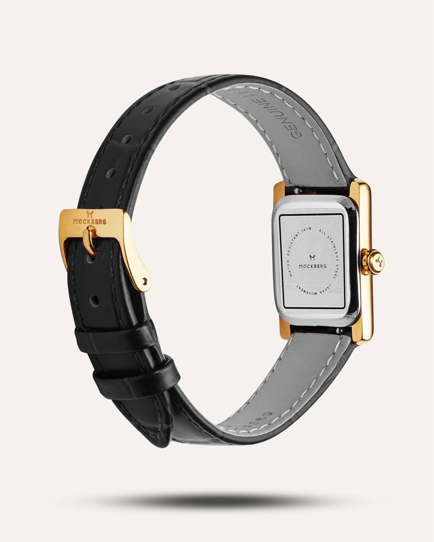 Strap Timeless Black Leather Gold + sprint