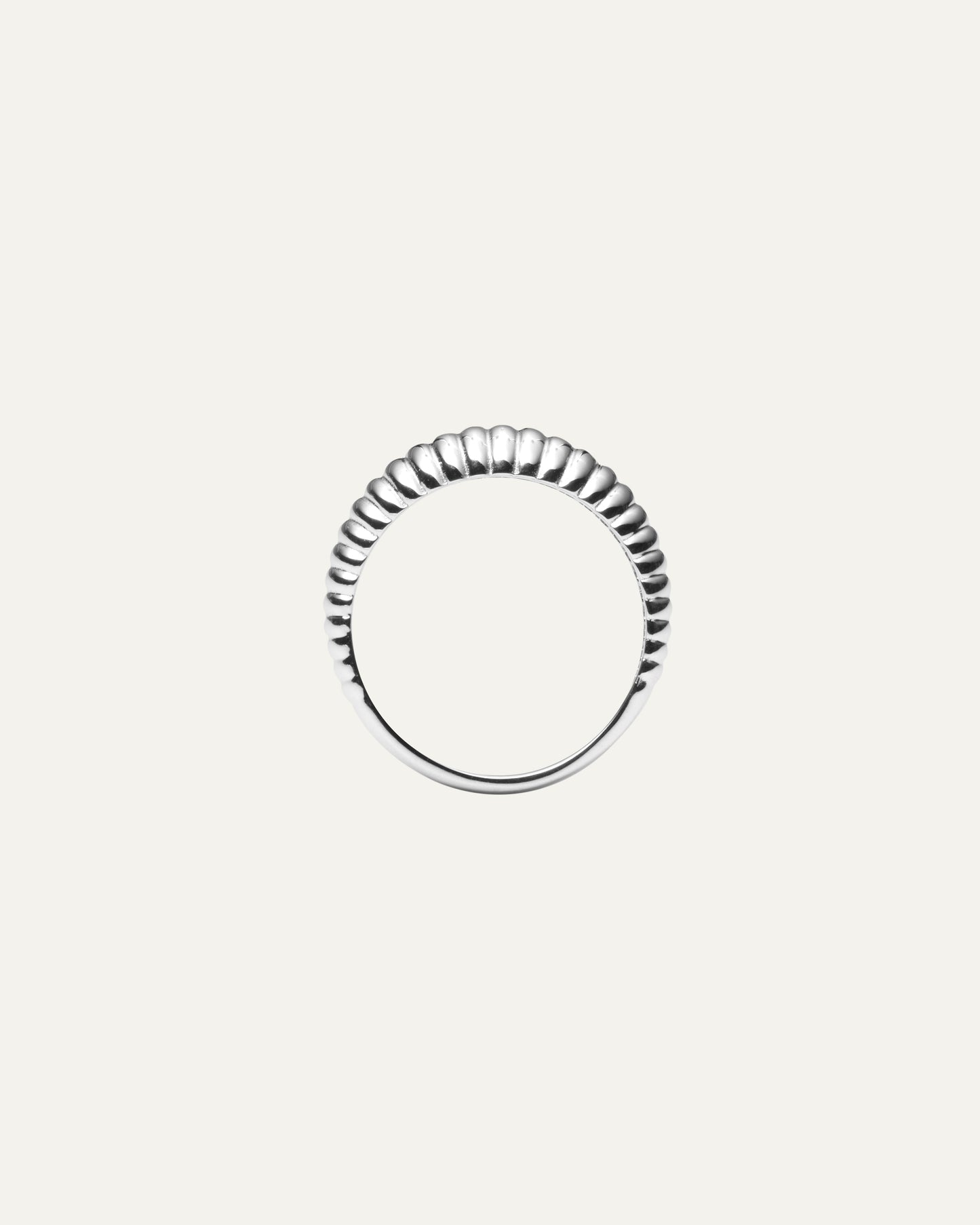 Retro Ribbed Silver Ring