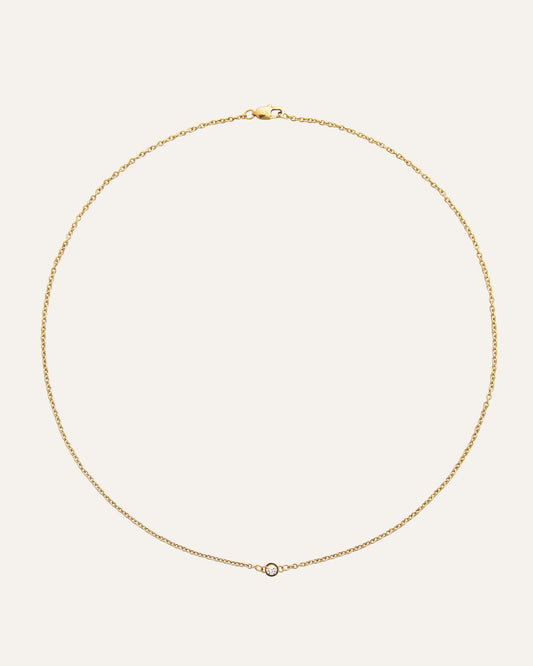 Thin diamond necklace gold