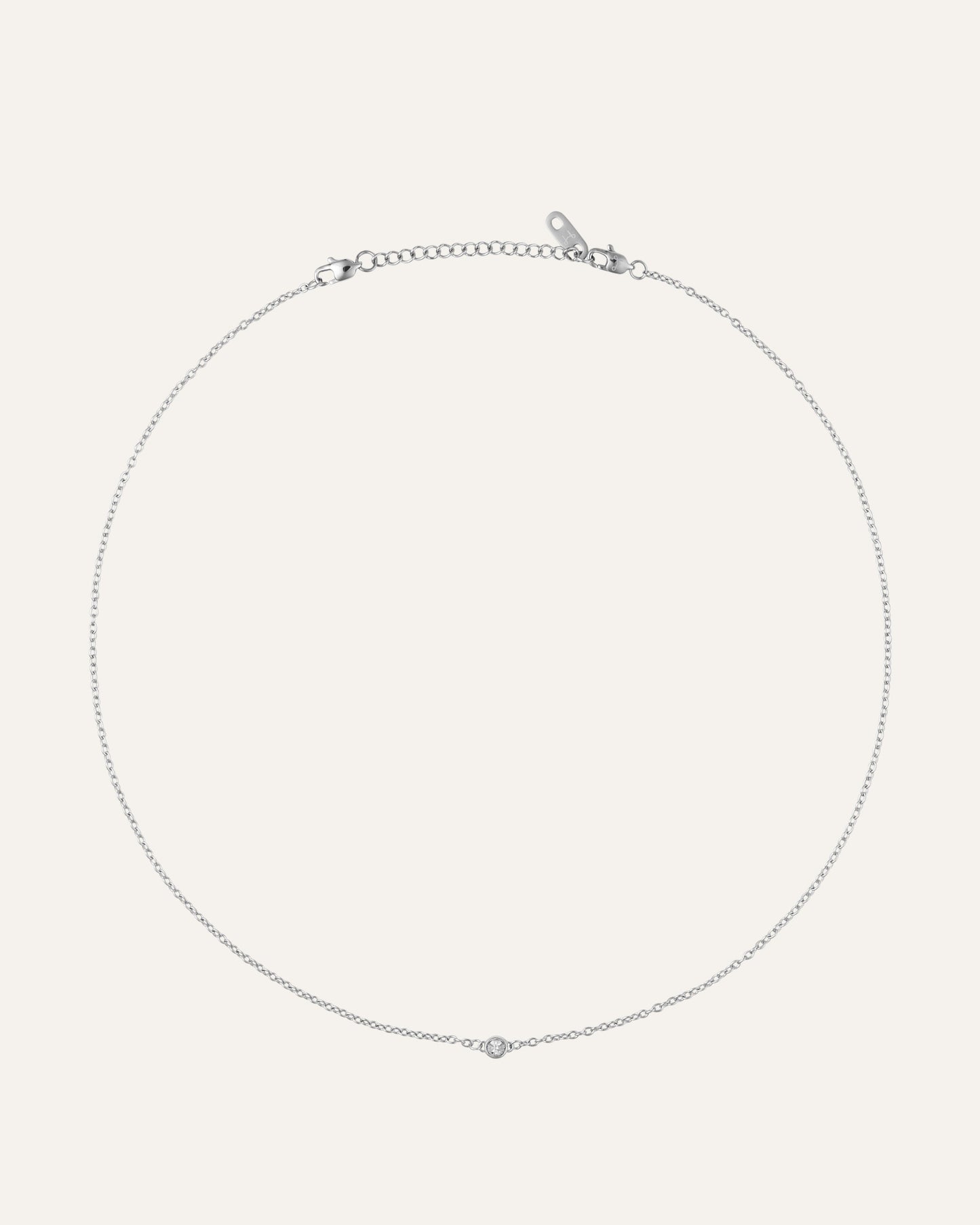 Thin diamond necklace silver